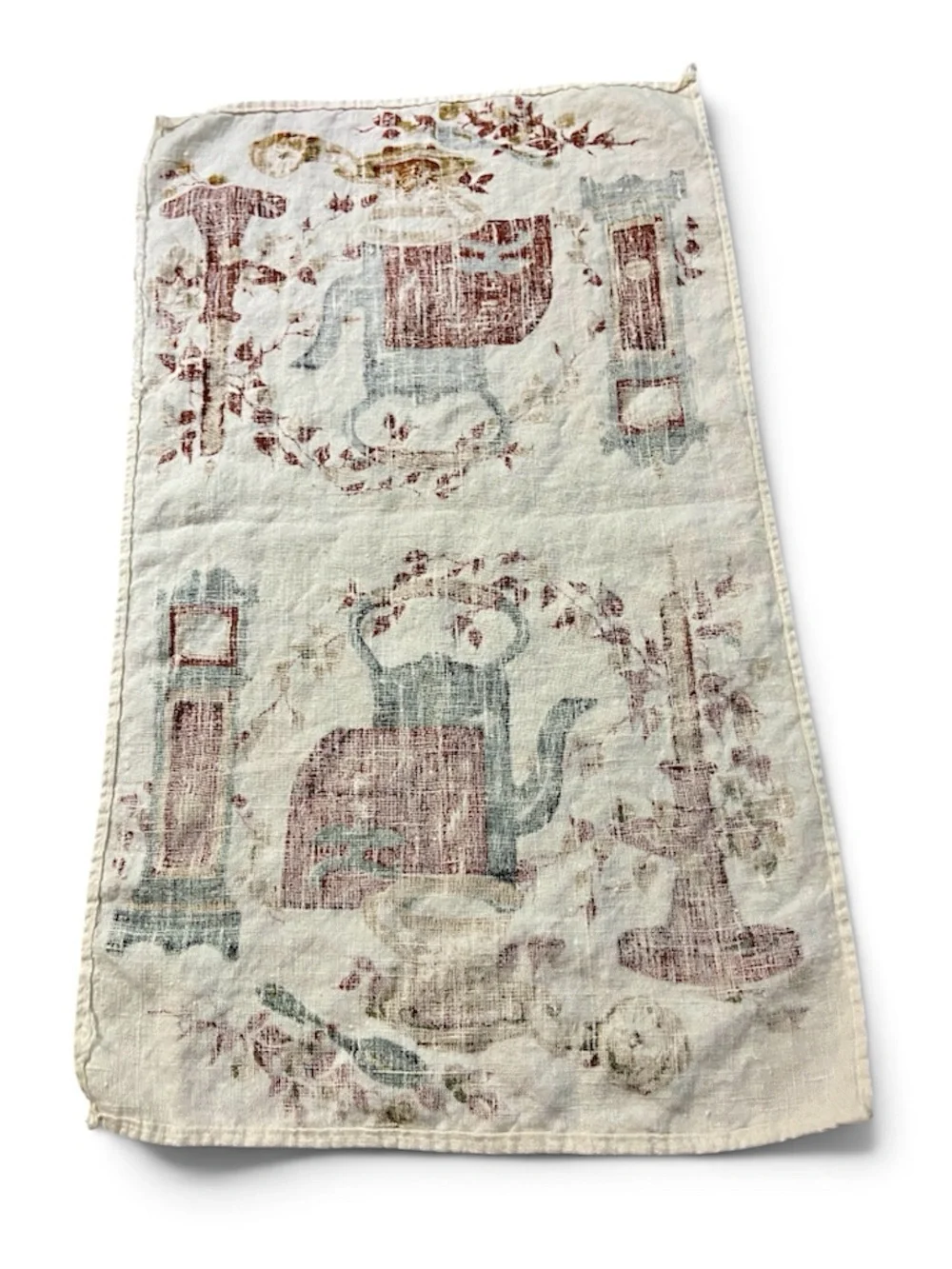 Vintage Linen Kitchen Towel  in Shades of Brown and Gold
